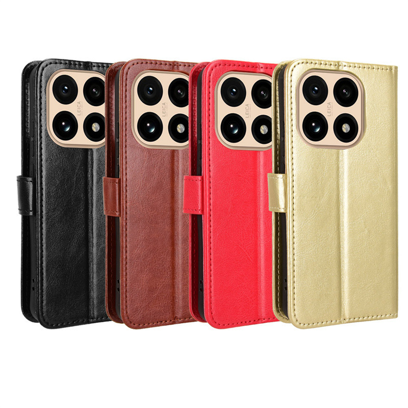 适用小米15T手机壳Xiaomi 15T Pro手机皮套翻盖插卡挂绳疯马纹壳|undefined