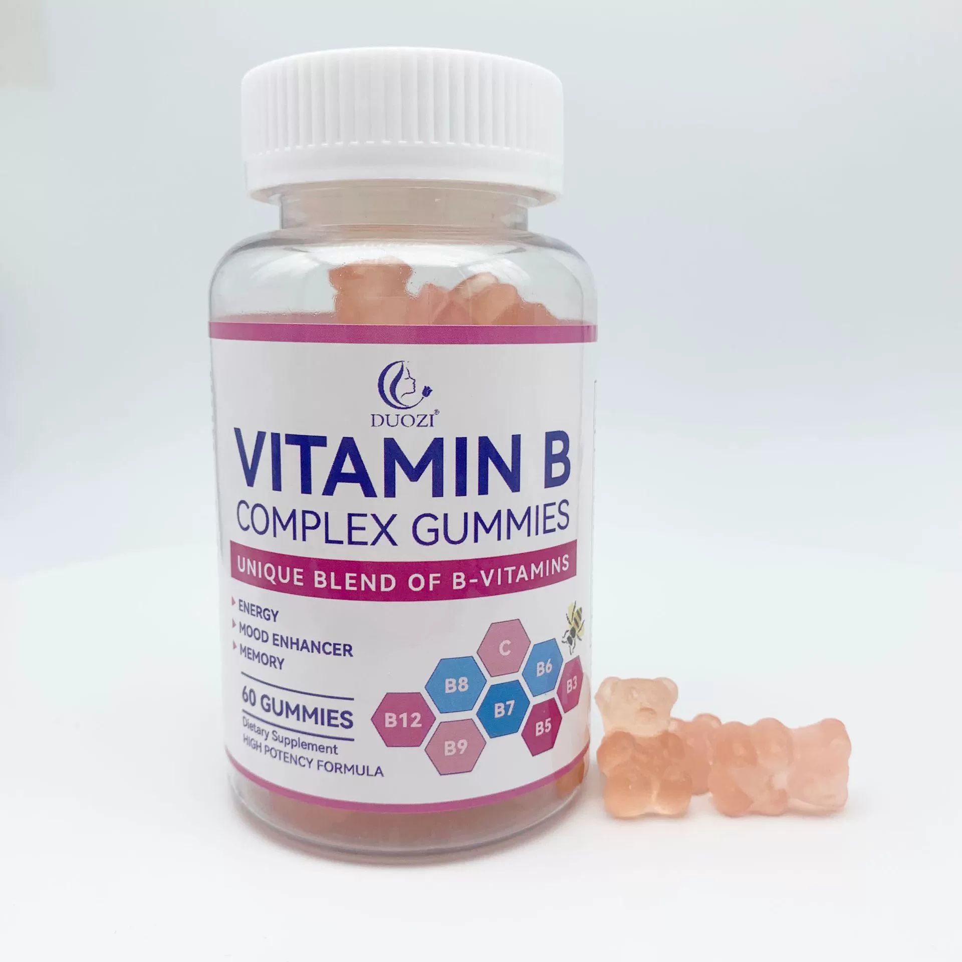Пятно Amazon VITAMIN B COMPLEX CGMMIES Розовый медведь помадка