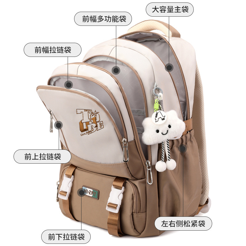 Pescado natural estudiantes de secundaria impermeable transpirable nueva mochila de gran capacidad bolsa de computadora multicapa