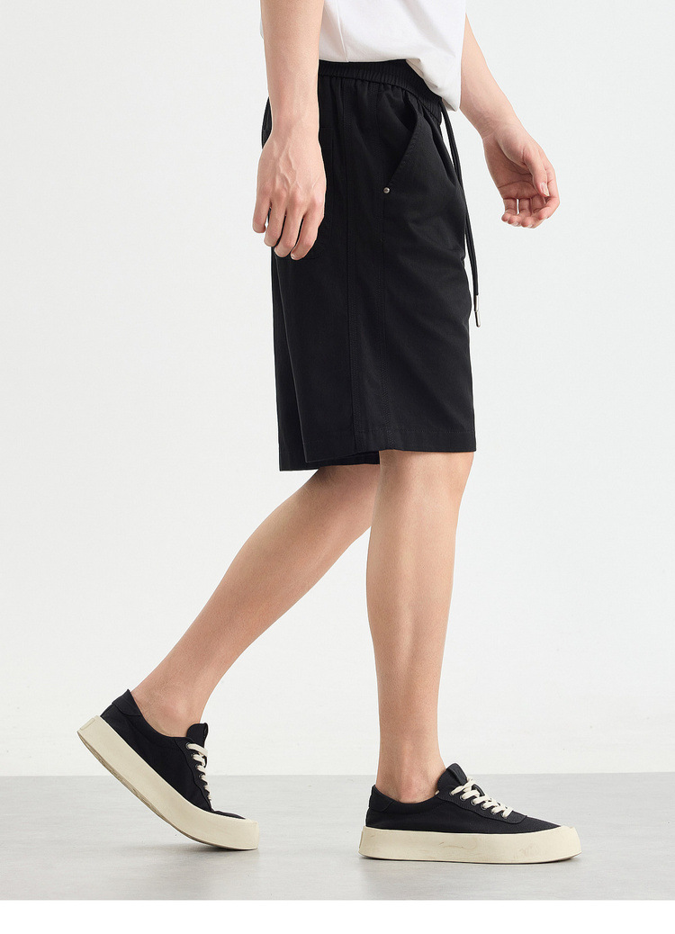 Quần short nam ống đứng dáng thẳng chất liệu cotton pha Lycra phong cách công sở — đen chi tiết 27