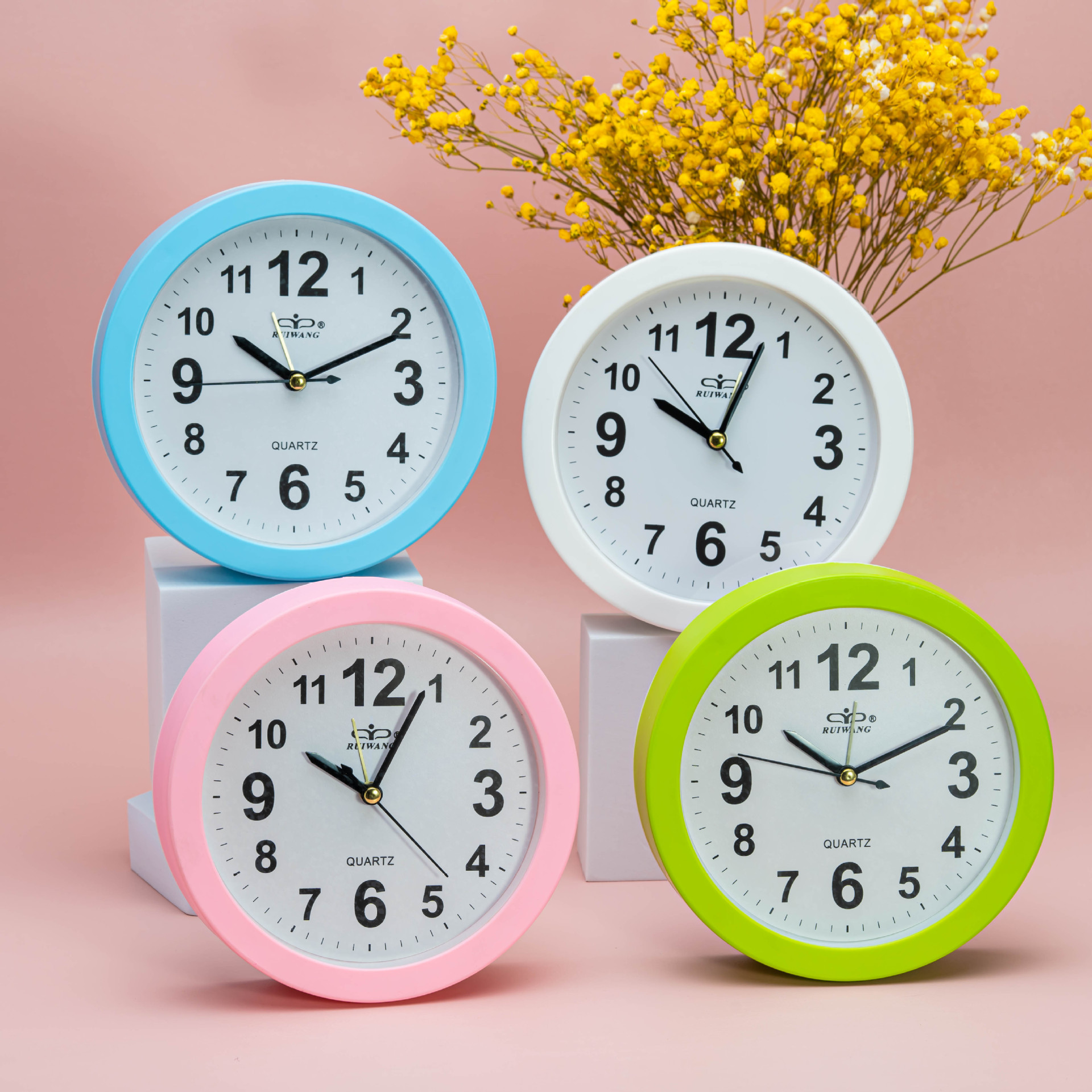 Directo de fábrica de moda simple de plástico redondo pequeño reloj de alarma dormitorio mudo alarma electrónica reloj digital