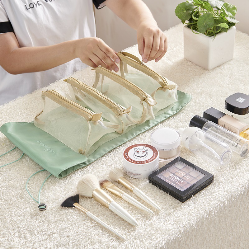 4 - en - 1 maquillaje lápiz de cejas bolsas de maquillaje portátiles para salir clasificadas bolsas de lavado de viaje desmontables bolsas de almacenamiento de cosméticos