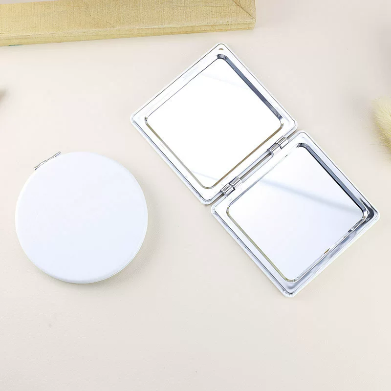 Polyurethane double-sided small handheld folding white mirror