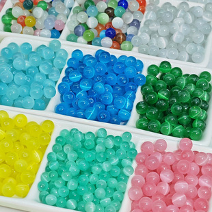 6/8/10mm cat's eye stone loose beads round beads glass beads girl bracelet string beads handmade diy material beads