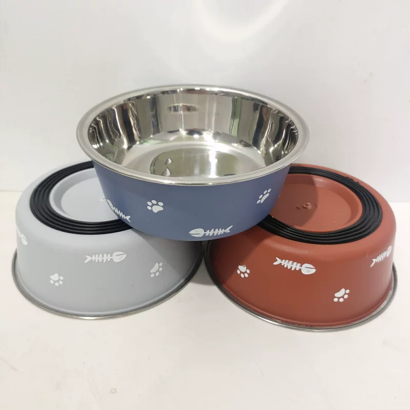 Dog bowl stainless steel dog cats drink water to feed the anti -skid anti -overturned cat bowl double -layer stainless steel pet bowl