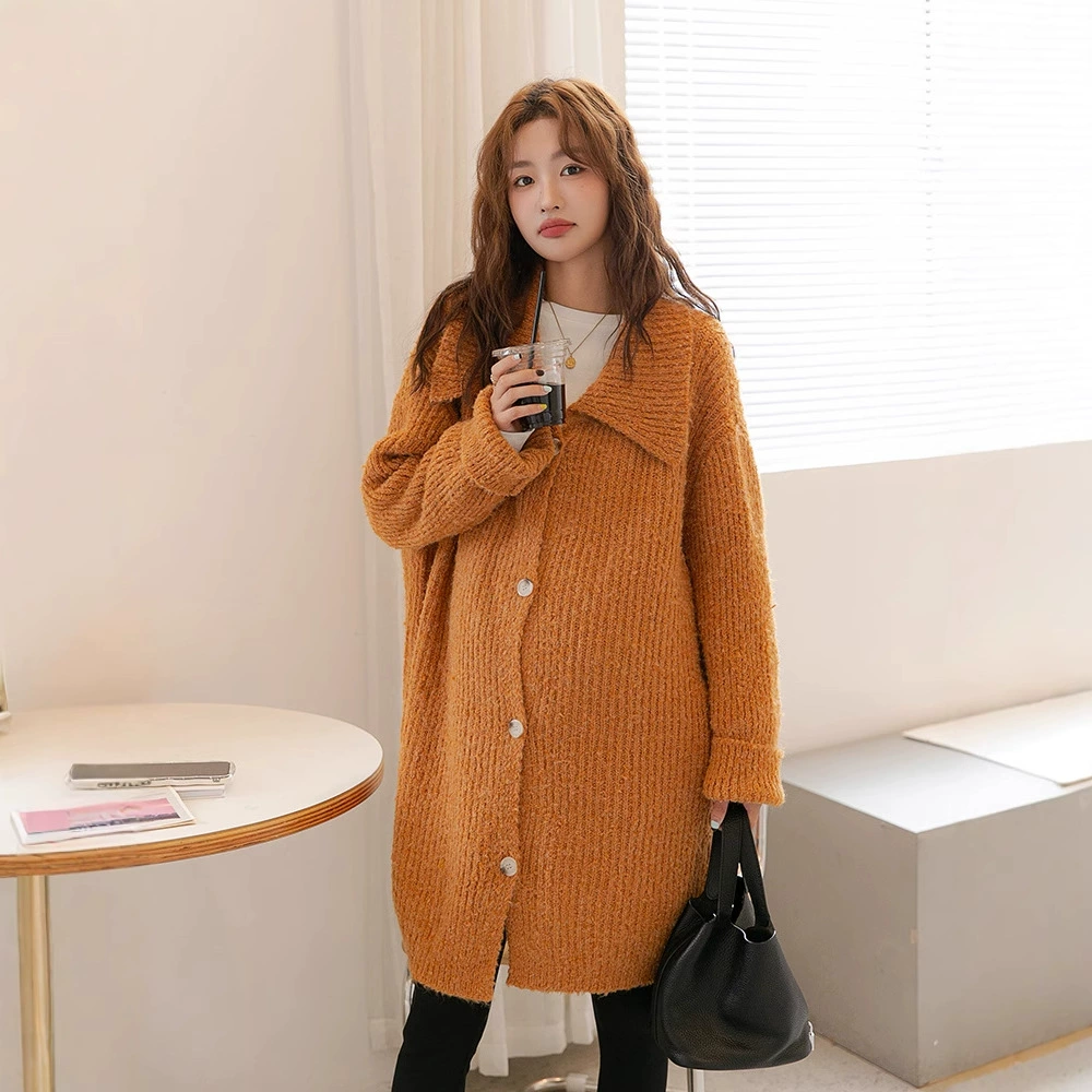 Осенняя и зимняя одежда для беременных корейские большие платья для беременных