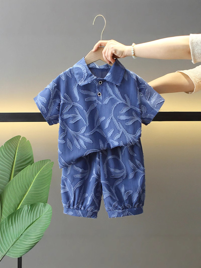 Conjunto de Verano para Niños 8100, Nueva Moda 2026, Ropa de Verano Infantil, Conjunto de Dos Piezas con Manga Corta Jacquard, Estilo Moderno para Niños