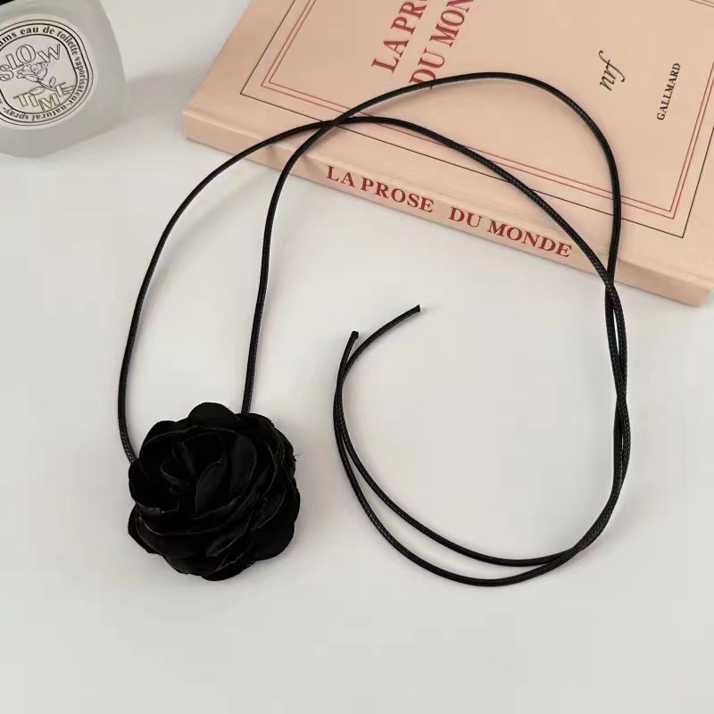 Französische Super Immortal Rose Halskette Perlenspitze Choker Lange Halskette Halsband Kette Antiallergie_voghion.com