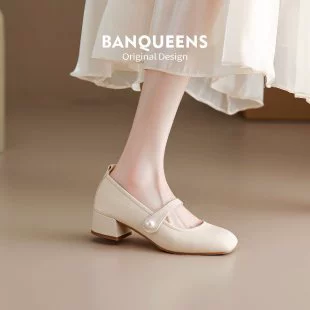 Внешняя торговля 2025 весна новые туфли Мэри Джейн с квадратным носком, элегантные туфли из мягкой кожи, женские туфли на толстом каблуке с мягкой подошвой из кожи