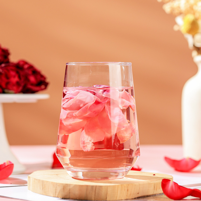Yunnan Freeze Dried Dark Red Rose Tea Double Petal Rose Buds Loose Floral Herbal Tea 50g Can details