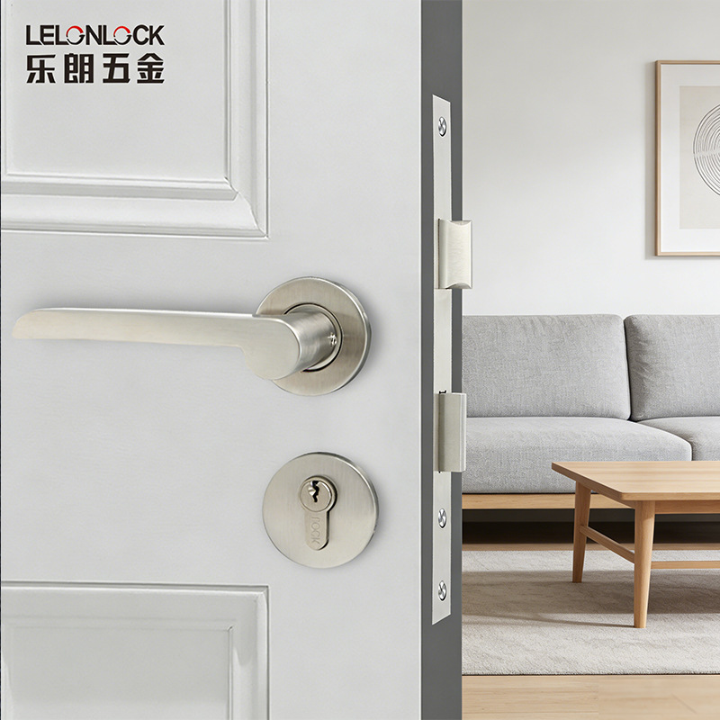 Personalizado 304 acero inoxidable dormitorio cerradura completa cerradura silenciosa interior cerradura de puerta de madera cerradura