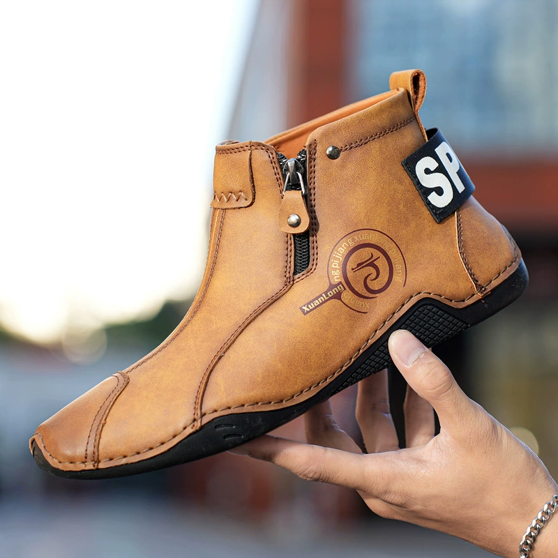 AliExpress, осенне-зимние новые стильные экспортные ботинки большого размера на молнии, мужские популярные хлопковые теплые повседневные мужские туфли с высоким берцем