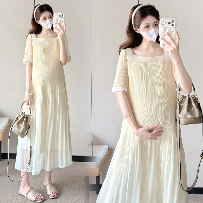 2026 Summer New Maternity Wear 100% off Gradient Flowing Fairy Maternity Dress