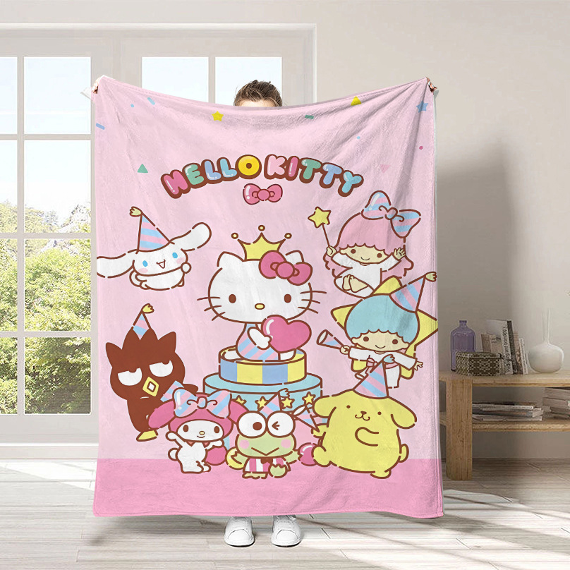 Monopolio transfronterizo de dibujos animados Sanrio mantas para niños lindas Hellokitty flange mantas de peluche cuatro estaciones mantas de peluche