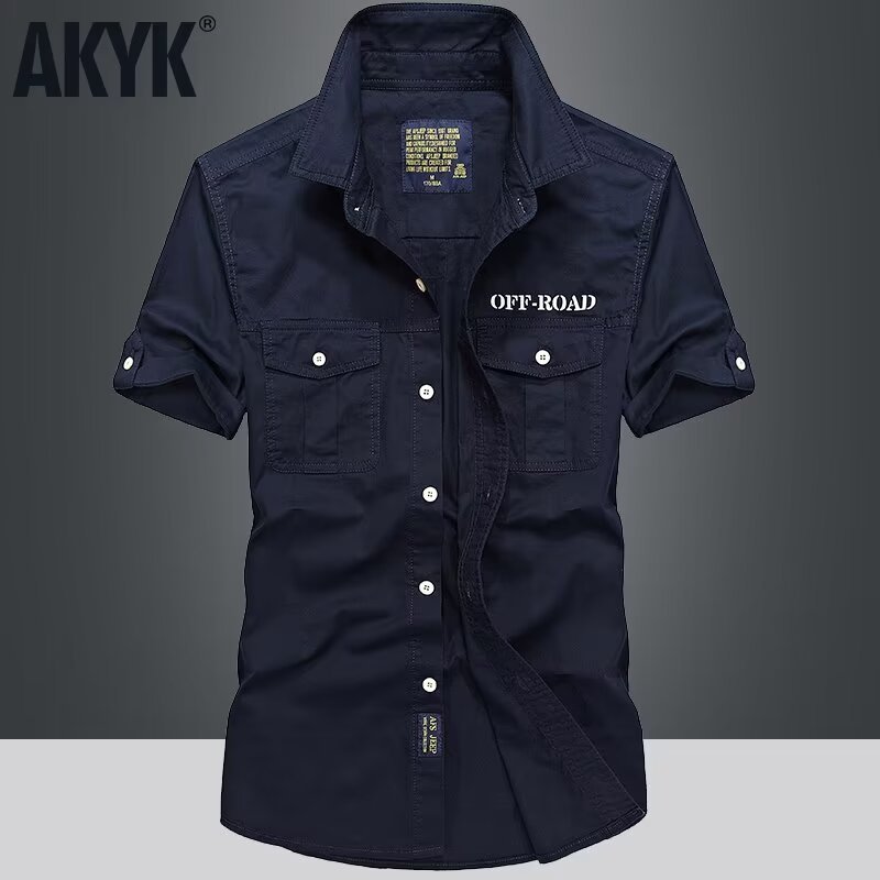 Cross-Border American Workwear Short-Sleeved Shirt Men's Summer Outdoor Casual Functional Tops Loose Large Size Shirt Foreign Trade Ready Stock