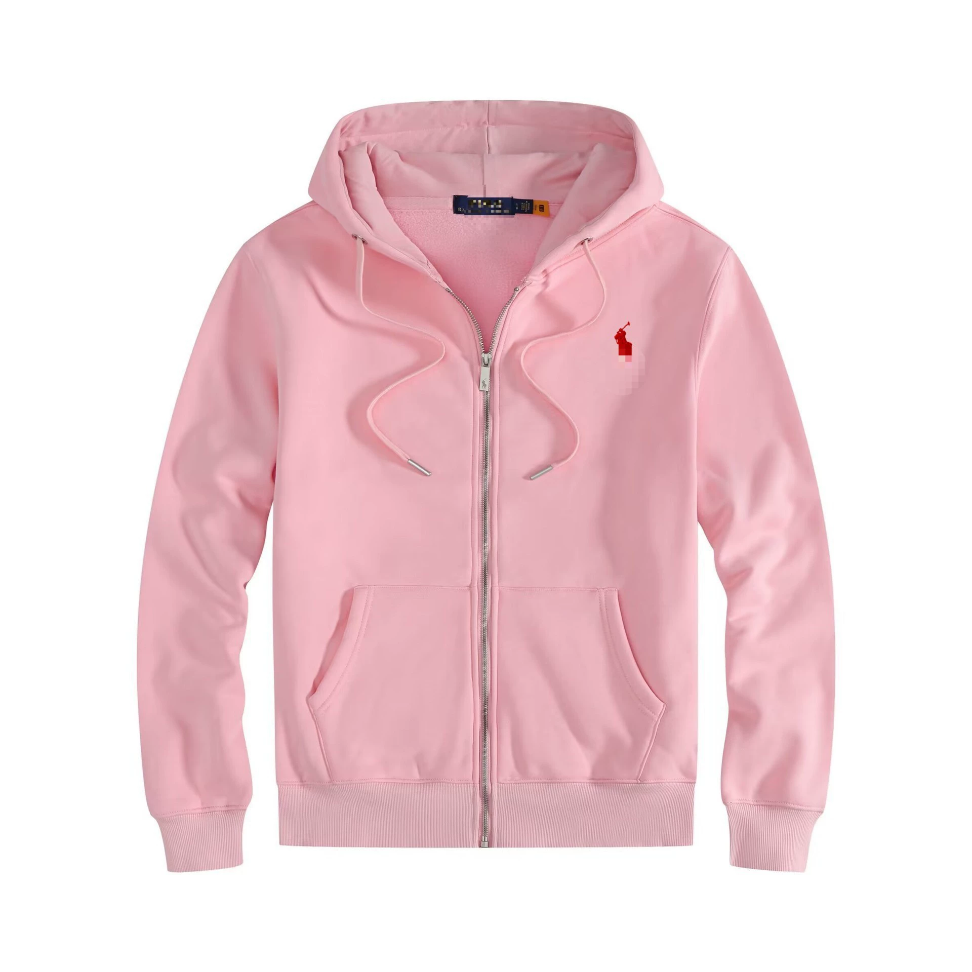 Demi-season fleece hoodie, men's zip cardigan with embroidered pony, casual fit, sizes S–XXXL
