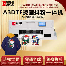 宏印A3 DTF柯式白墨烫画抖粉打印机 服装布料卫衣T恤A3数码印花机