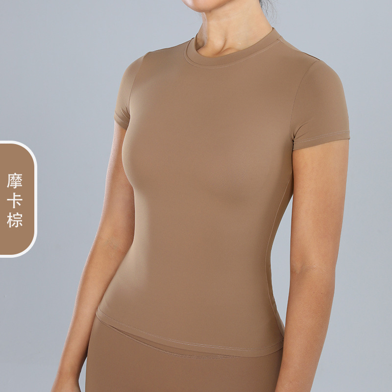 Camiseta de primavera europea y americana, ropa de yoga de manga corta, camiseta deportiva de correr al aire libre, camiseta deportiva de manga corta para mujeres 8519