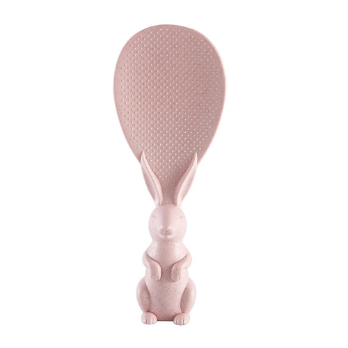 Wheat Straw Plastic Cute Rabbit Non-stick Rice Spoon 3D Rice Scoop spatula for Home High-temperature Durable Scooping Spatula