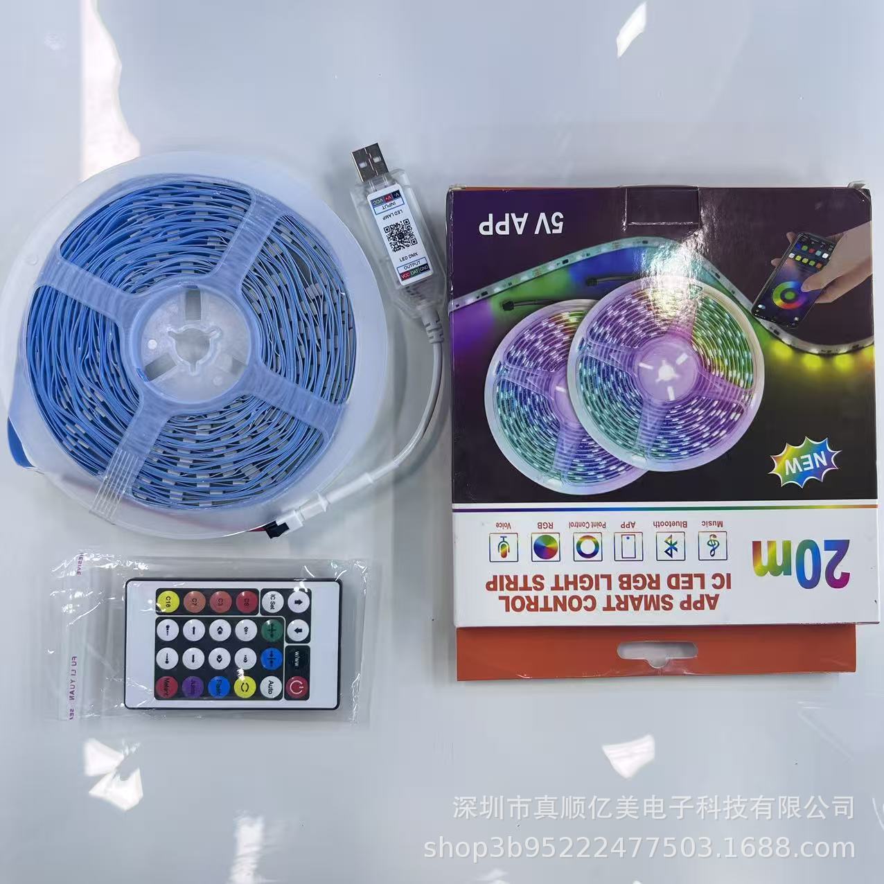 Luz led rgb con usb - Mirage 5050rgb - 5v - 12n placa desnuda - dientes azules transparentes + placa - caja de color image 10