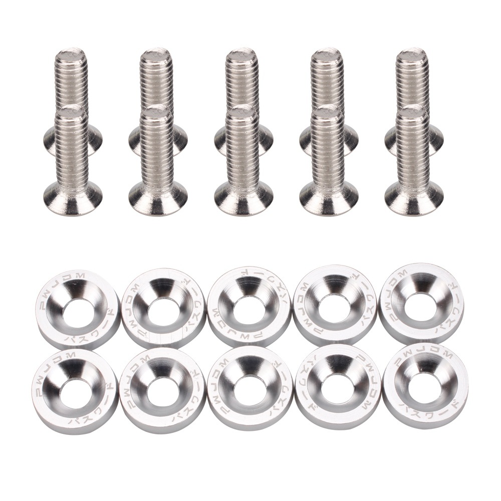 JdM suministros de modificación del coche M6 Junta tornillo de aleación de aluminio batería guardia arandela Fender placa marco tornillo