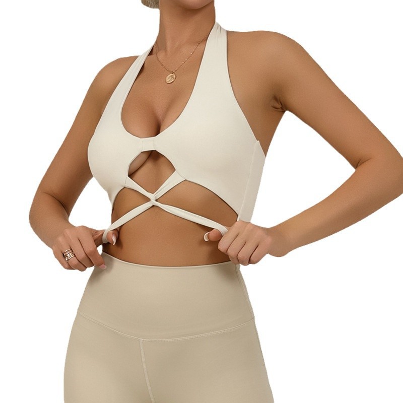 Comercio exterior transfronterizo primavera nuevo estilo chaleco de yoga mujer pecho cruzado de secado rápido deporte entrenamiento fitness sujetador halter sujetador sujetador