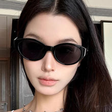 韩版小框太阳镜时尚简约黑色墨镜个性小圆框sunglasses防晒眼镜女