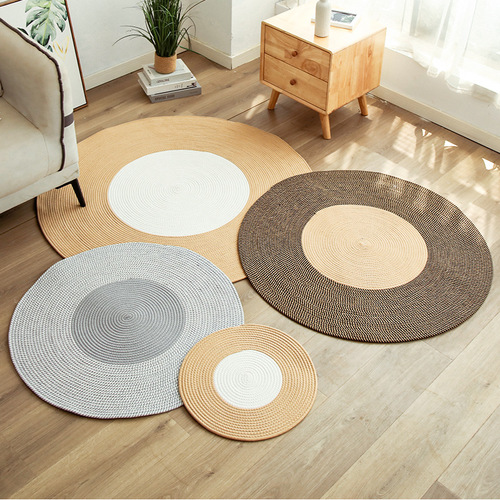 Nordic cotton thread woven floor mat woven blanket foot pad bedside blanket living room coffee table manufacturer carpet commercial simple table mat