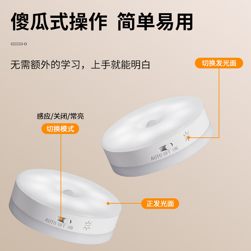 LEDボトムライト、両面発光、充電式、磁気誘導式ナイトライト、ワードローブライト、キャビネットライト、クロスボーダー専用|undefined