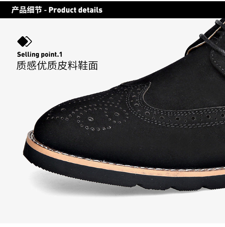 Giày Brogue nam da lộn phong cách Anh, giày lười mũi nhọn đế cao su, phối chỉ khâu — 858 kaki, 858 màu nâu sẫm, 858 đen chi tiết 21