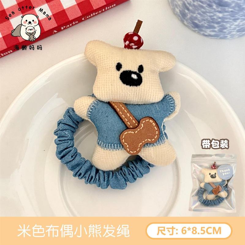 新款可爱小狗牛仔布发绳少女百搭装饰头饰学生扎马尾发圈发饰礼物|undefined