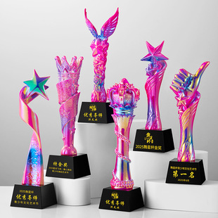Creative Resin Crystal Trophy Sports Meeting Music Gift Company Annual Meeting Outstanding Employee Award Souvenir Customization