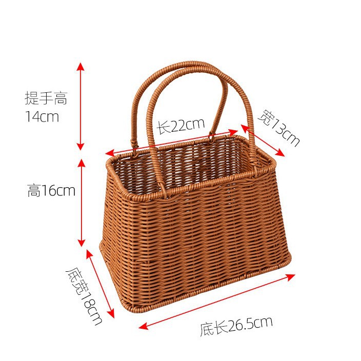 Cesta de flores tejidas de ratán cesta portátil cesta pastoral floral arreglo floral cesta de regalo de frutas cesta de almacenamiento de dulces festivos