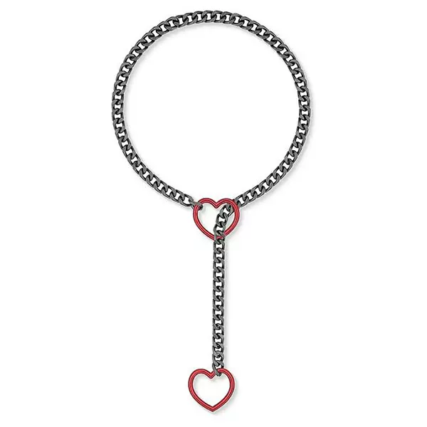 2024跨境新款多颜色心形 O 形环可调节朋克风古巴长款项链情侣配