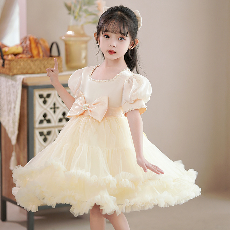 兒童禮服公主裙女童洋氣網紗蓬蓬裙小女孩走秀連衣裙鋼琴演出服夏