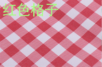 붉은 체크 무늬 - 검은색 가장자리 - 옥스포드 천