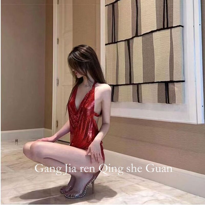 Little Dress, Classy Accessible Luxury Red Shirt, Classy Birthday Party, Sparkling Royal Sister Sexy Suspender Dress for Women