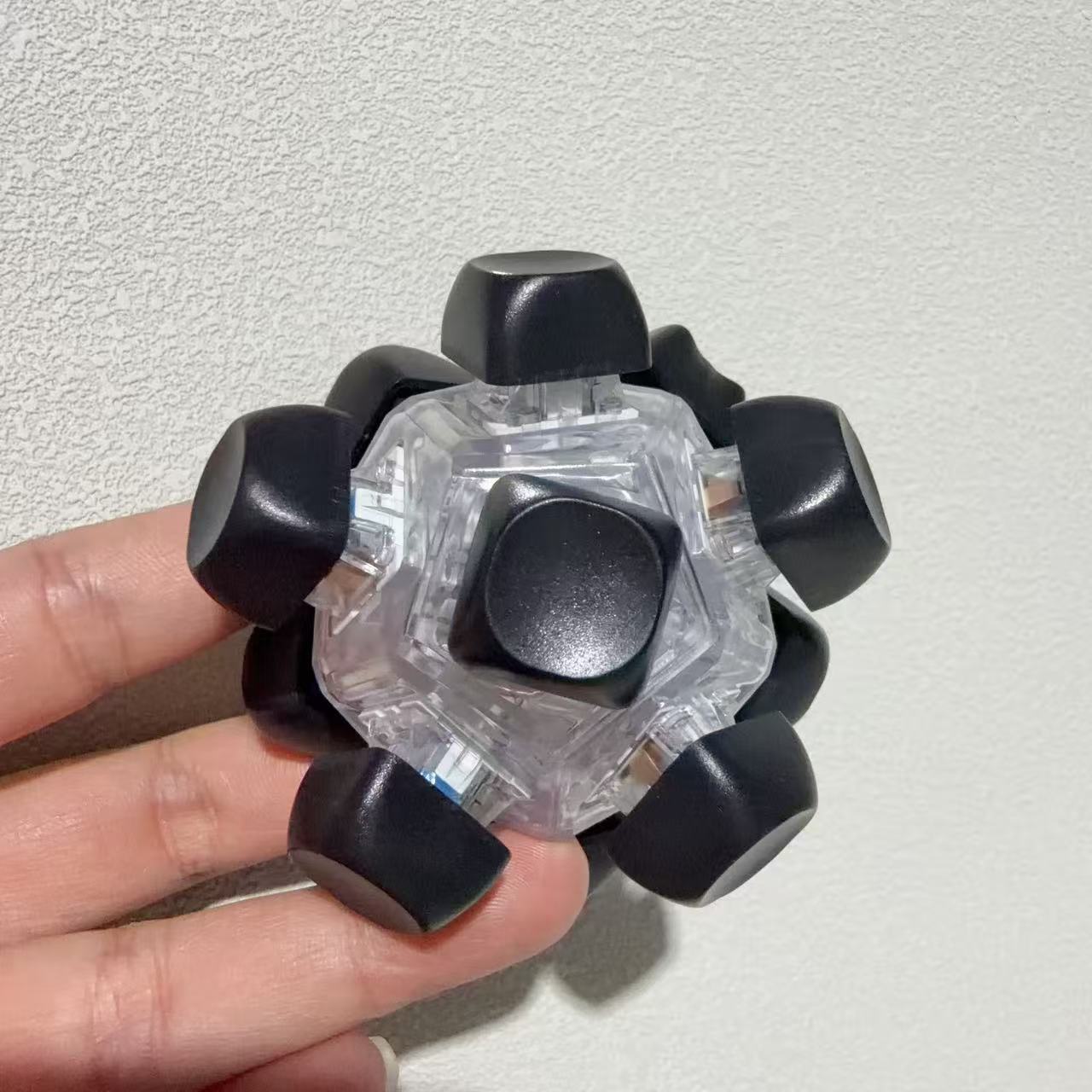 12-key transparent shell-black (round cap)
