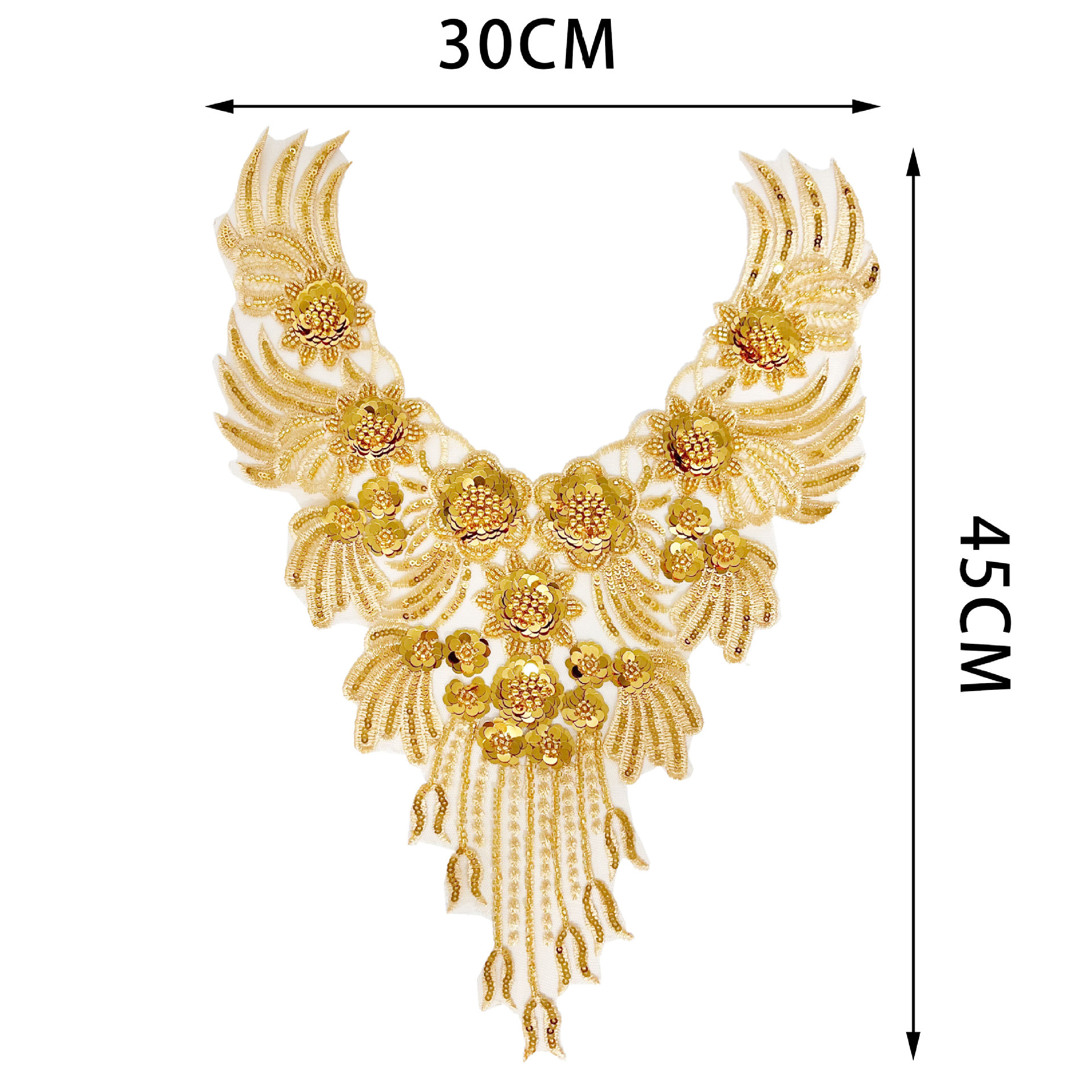 Comercio exterior nuevo oro cuello bordado flores de pecho Europa y América fiesta vestido de noche vestido decoración pegatinas de tela caliente image 6