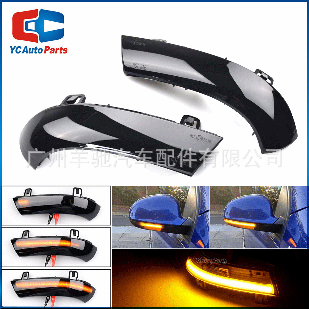 Para Volkswagen Golf 5 Jetta mk5 espejo retrovisor LED dinámico luz amarilla luz corriente agua Luz de señal de giro