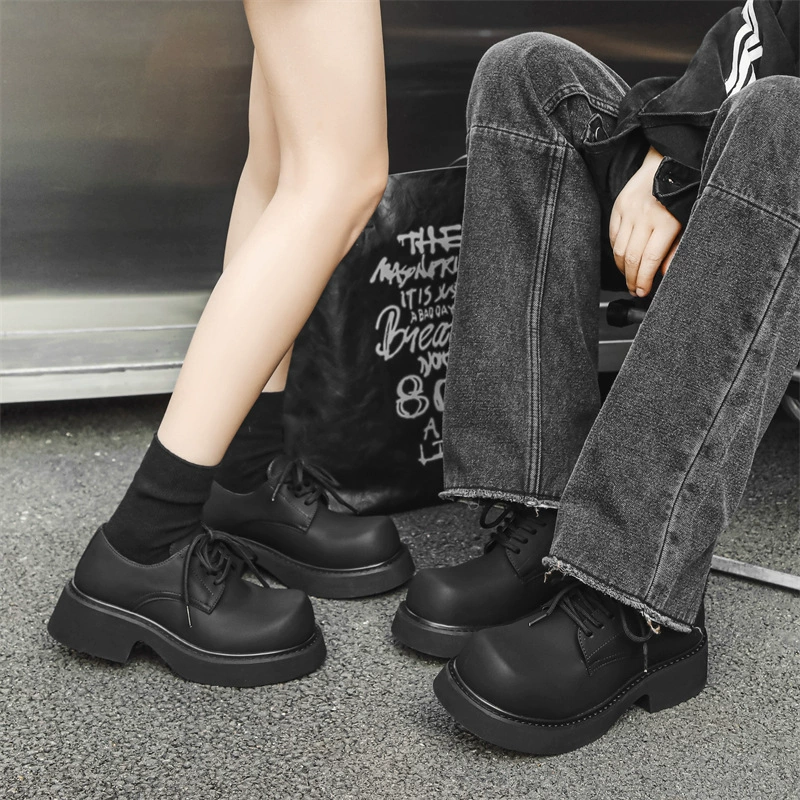 Большие туфли Мужская повышенная обувь Дерби Обувь для влюбленных 2023 Повседневная кожаная обувь с высоким смыслом в британском стиле Тренд 5778-J