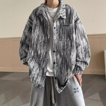 扎染牛仔外套男士春秋季新款美式高街vibe痞帅青少年休闲宽松夹克