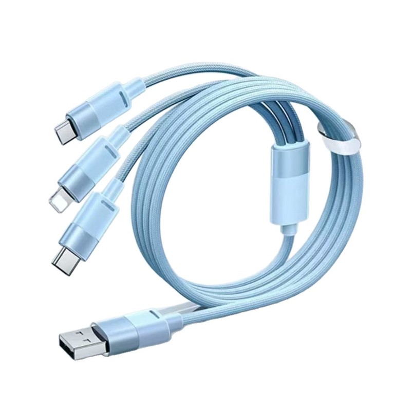 120W超高速充電ブルースピードスリーインワンデータケーブル1対3カーチャージングケーブルApple、Huawei、Androidに適しています|undefined