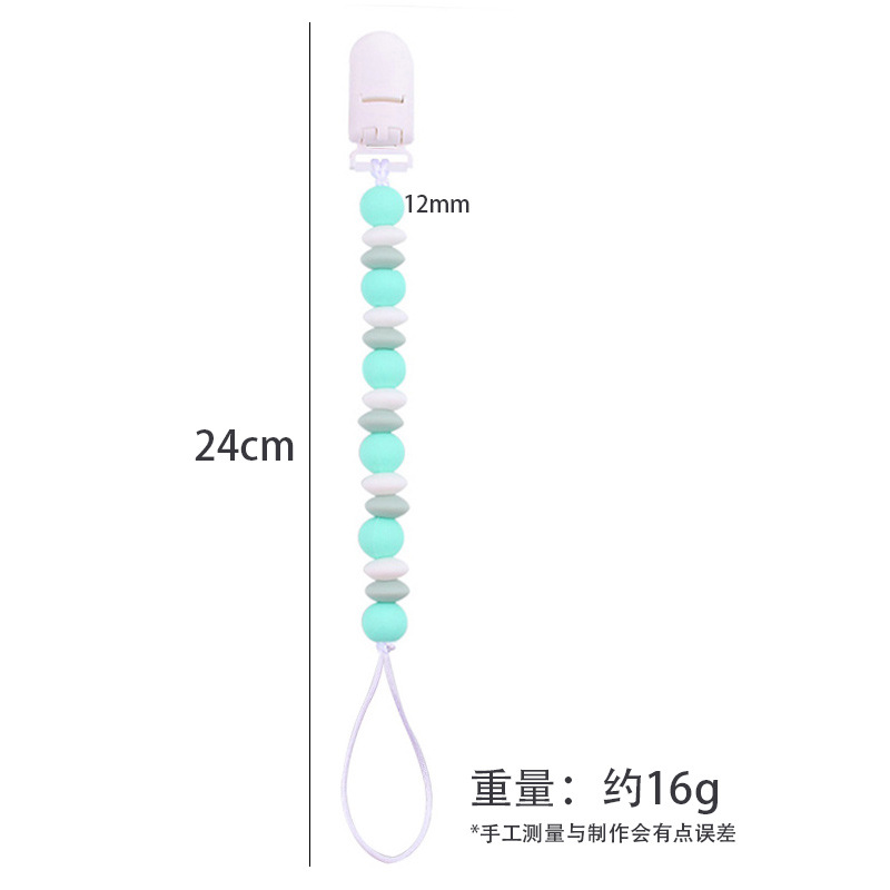 Nuevos productos para bebés cadena de tetas para calmar al bebé dibujos animados DIY color silicona mordida cadena de tetas cadena anti-caída cadena