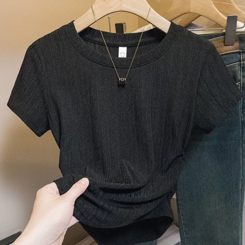 Summer design shiffon crooked short sleeve T-shirt