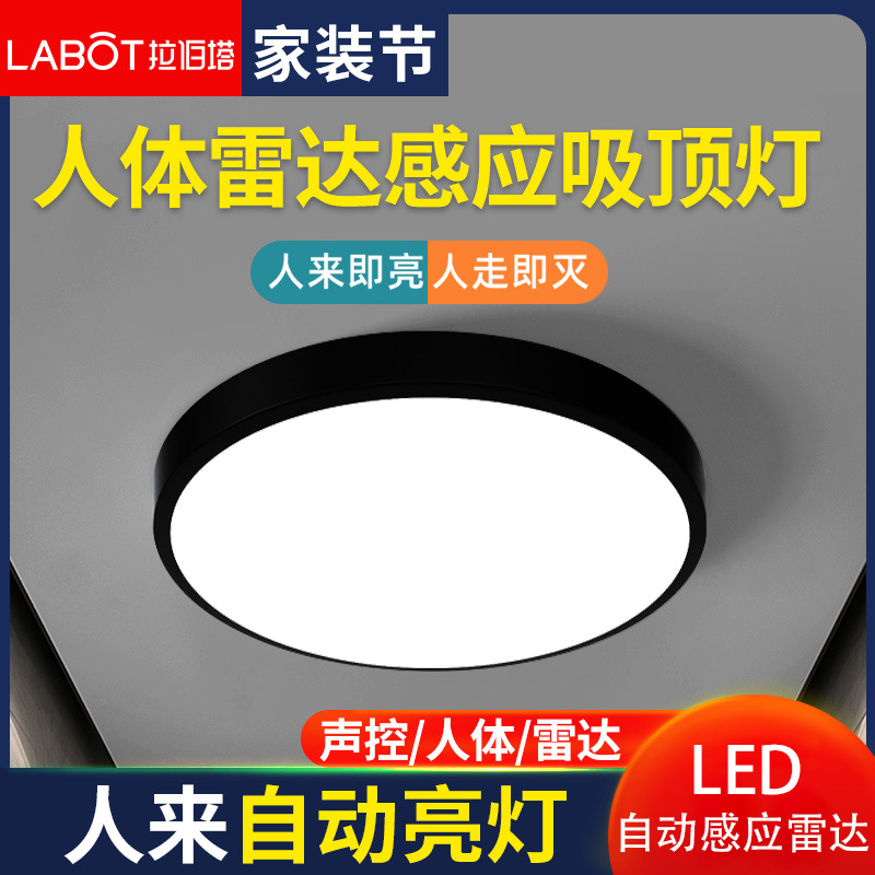 LED人体感应声光控雷达三防灯天花灯批发过道灯楼梯走廊灯吸顶灯