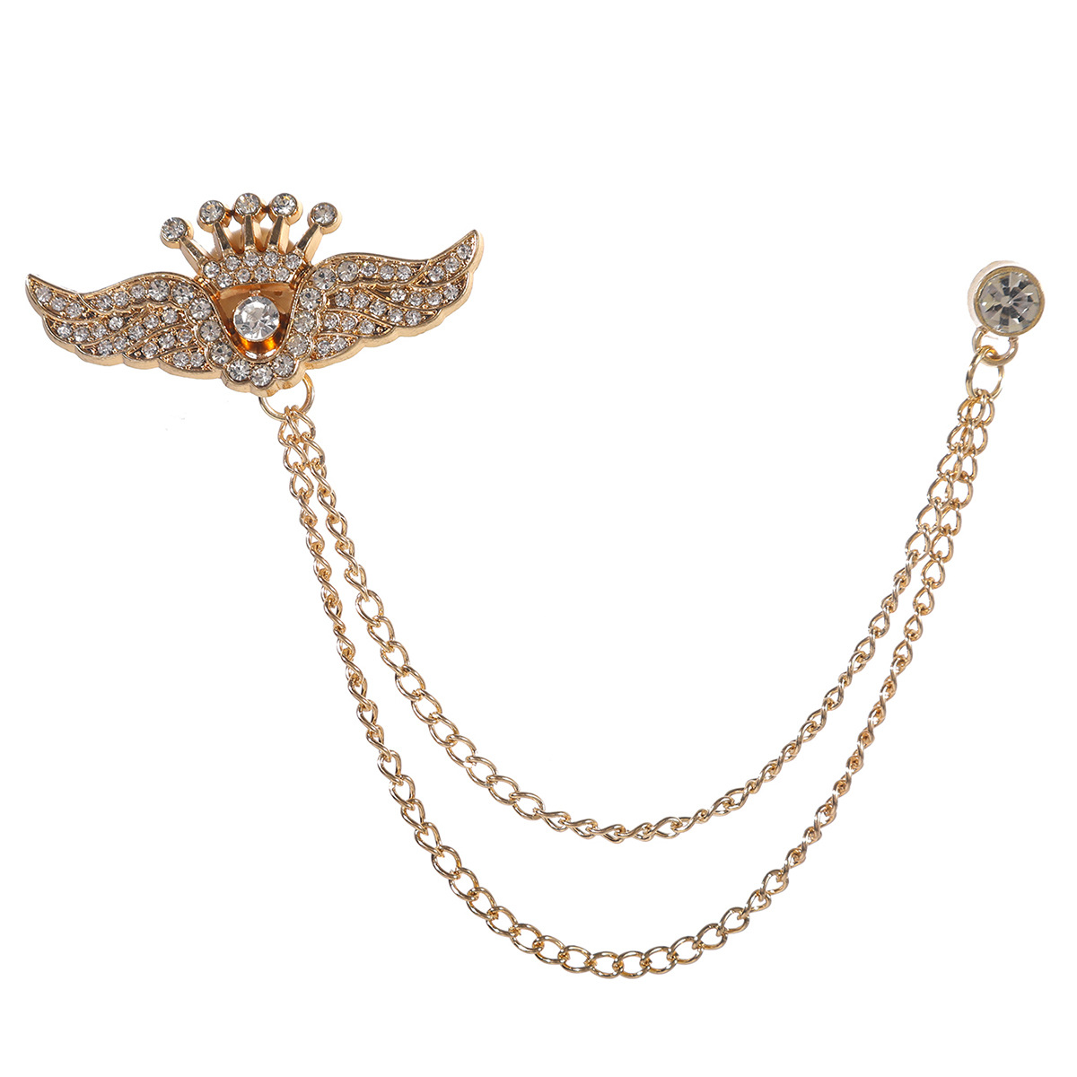 New Bee Star Pentagram Chain Brooch For Men And Women Lapel Pin_voghion.com