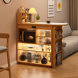 Solid Wood Bar Sideboard Integrated Retractable Telescopic Folding Dining Table Narrow Island Home Living Room Partition Cabinet Combination