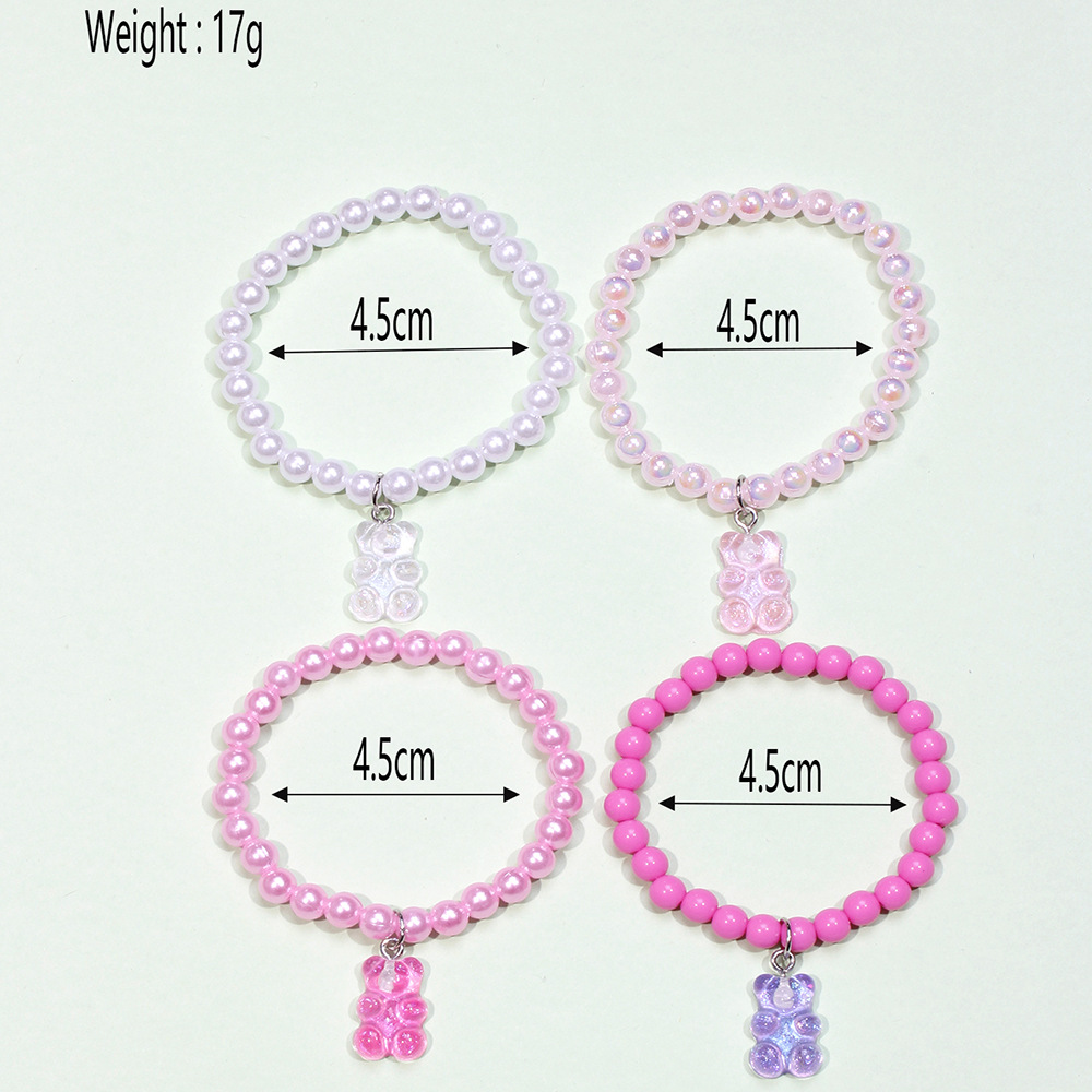 4 Pieces Cute Bear Arylic Beaded Kidu0027S Bracelets