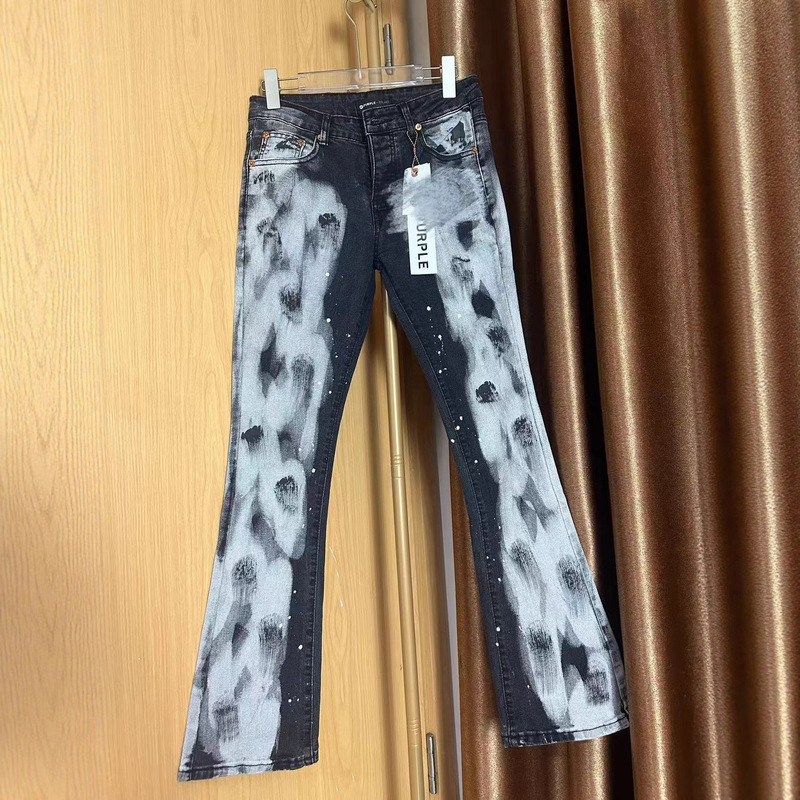Men's Tie-Dye Jeans Am Street Style Flared Pants American Drill Slim Straight Leg Curved Knife Trousers European and American Style